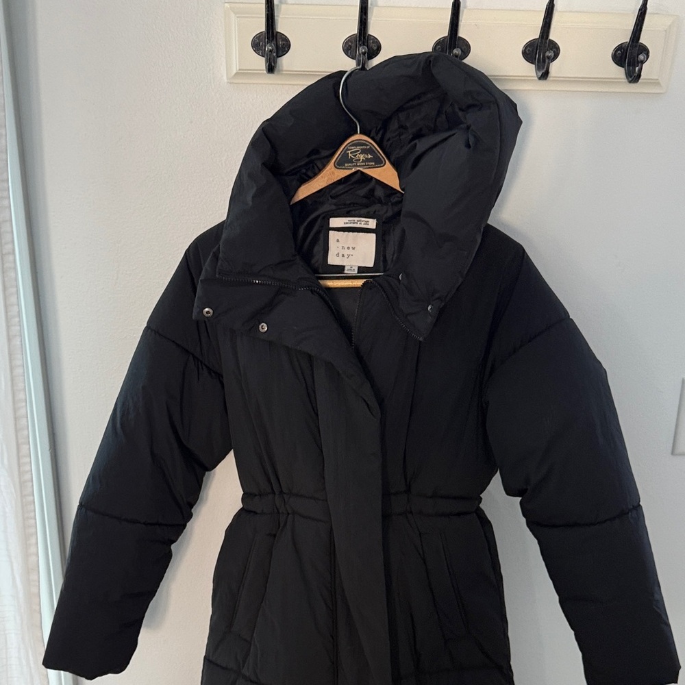 a new day EUC Women's Black duvet long Puffer Coat S - Picture 3 of 7